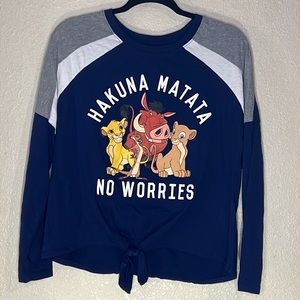 Disney Hakuna Matata Timon and Pumba Long Sleeve T-shirt Front Tie B14